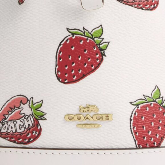 Coach Mini Bucket Bag With Strawberry Print NWT - Picture 6 of 6